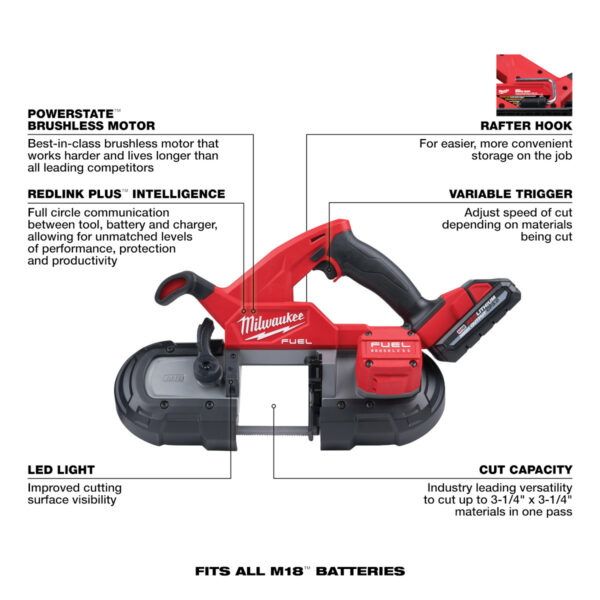 Milwaukee 3-1/4" M18 FUEL Compact Band Saw Kit - Image 3