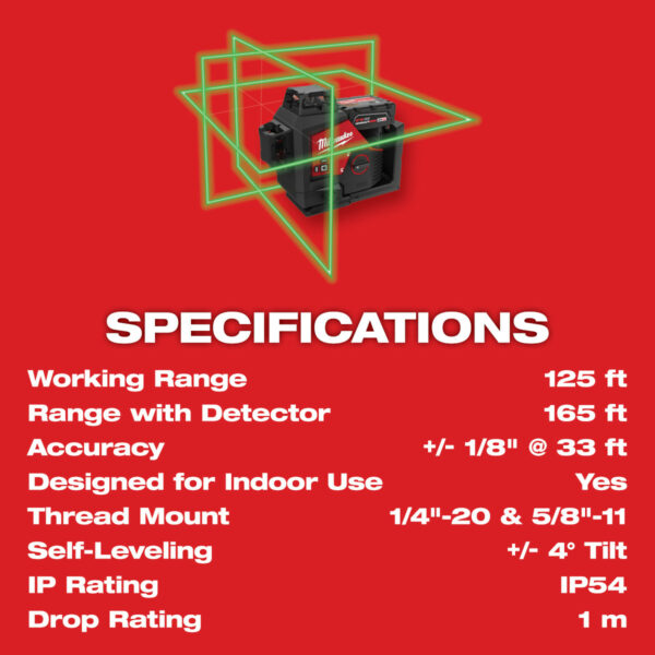 Milwaukee M12 Green 360° 3-Plane Laser Kit - Image 5