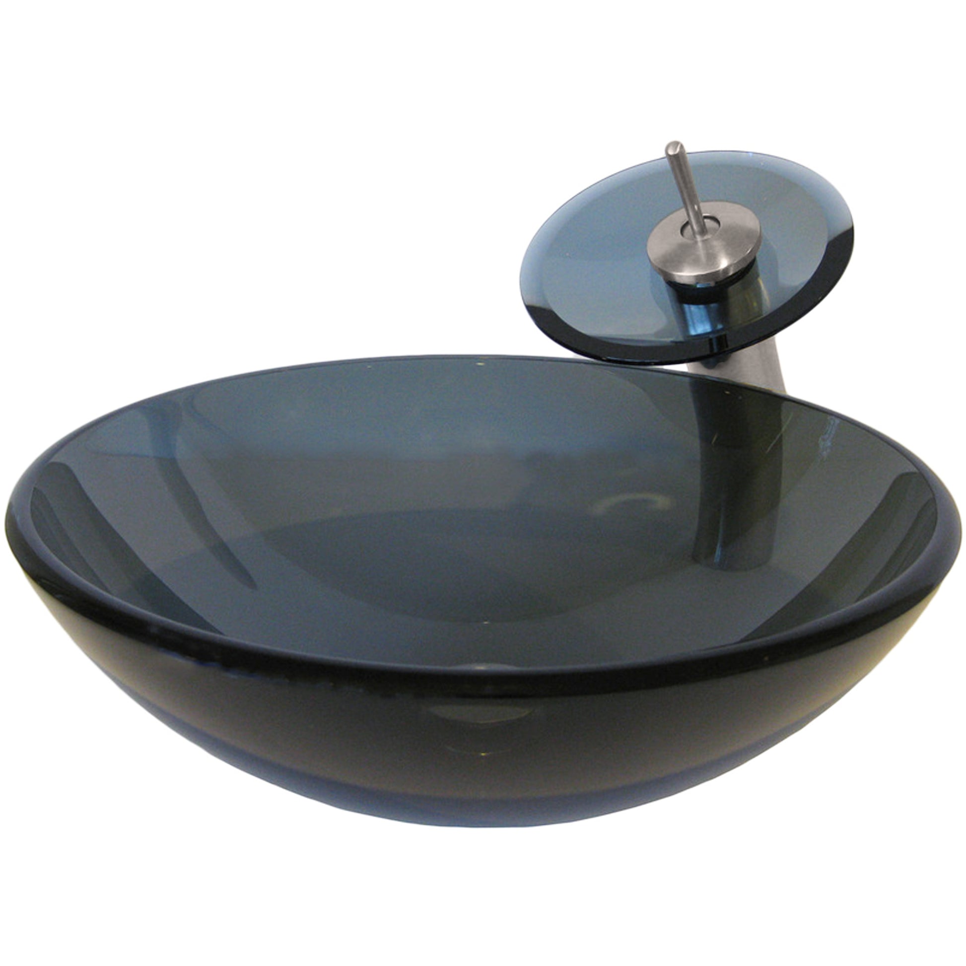 Crystal Round Clear Grey Vessel Basin